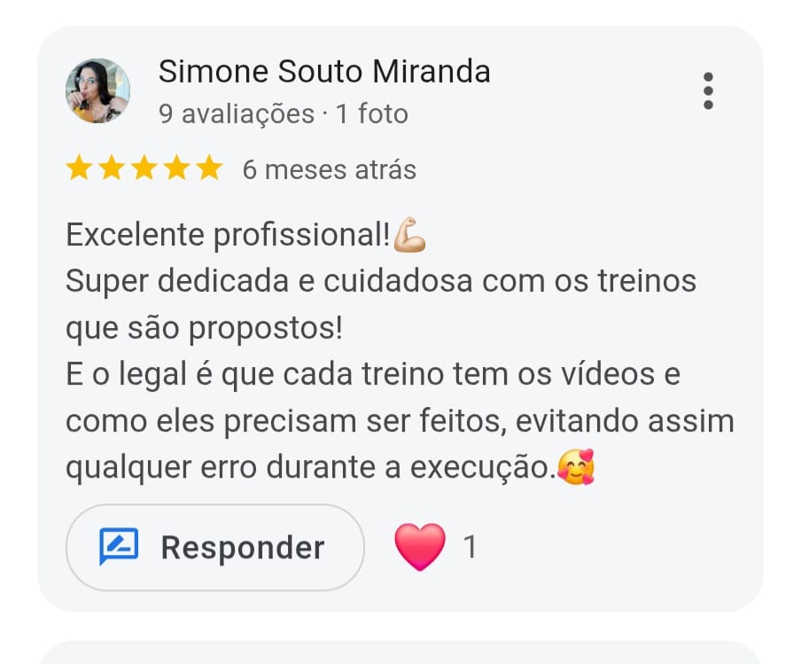 Avaliação da Simone Souto no Google: excelente profissional
